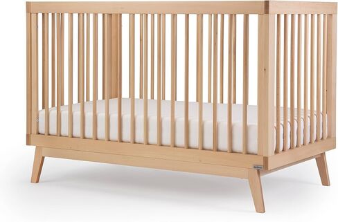 dadada Baby Soho 3 in 1 Convertible Wooden Crib to Toddler Bed - Made in Italy, GREENGUARD Gold Certified, Baby-Safe Finish, Sustainable Beech Wood, Modern Design, 3 Adjustable Heights (Natural Wash) in Saudi Arabia