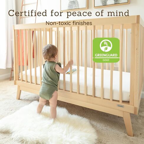 dadada Baby Soho 3 in 1 Convertible Wooden Crib to Toddler Bed - Made in Italy, GREENGUARD Gold Certified, Baby-Safe Finish, Sustainable Beech Wood, Modern Design, 3 Adjustable Heights (Natural Wash) in Saudi Arabia