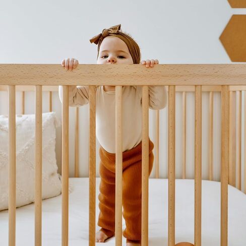 dadada Baby Soho 3 in 1 Convertible Wooden Crib to Toddler Bed - Made in Italy, GREENGUARD Gold Certified, Baby-Safe Finish, Sustainable Beech Wood, Modern Design, 3 Adjustable Heights (Natural Wash) in Saudi Arabia