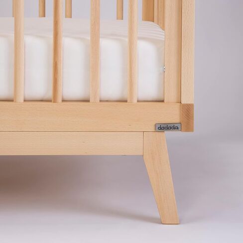 dadada Baby Soho 3 in 1 Convertible Wooden Crib to Toddler Bed - Made in Italy, GREENGUARD Gold Certified, Baby-Safe Finish, Sustainable Beech Wood, Modern Design, 3 Adjustable Heights (Natural Wash) in Saudi Arabia