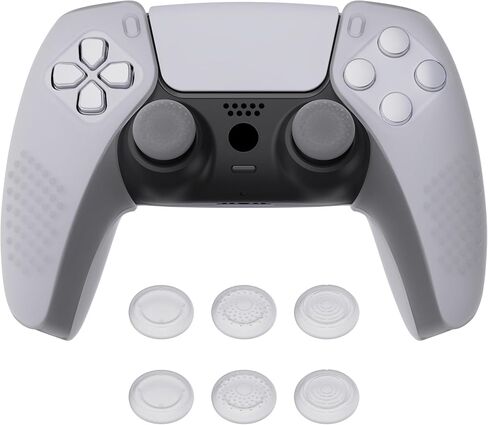 PlayVital Guardian Edition غطاء سيليكون مريح وناعم لوحدة التحكم لجهاز ps5 متوافق مع جلود حماية مطاطية لمحطة الشحن مع أغطية عصا التحكم لجهاز ps5 - أسود in Kuwait