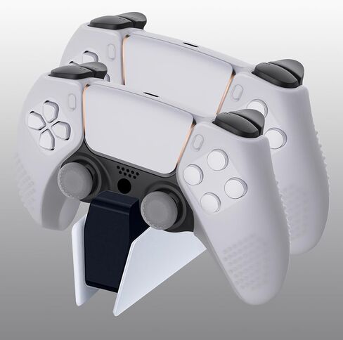 PlayVital Guardian Edition غطاء سيليكون مريح وناعم لوحدة التحكم لجهاز ps5 متوافق مع جلود حماية مطاطية لمحطة الشحن مع أغطية عصا التحكم لجهاز ps5 - أسود in Kuwait