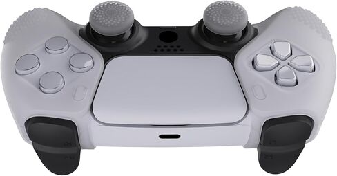 PlayVital Guardian Edition غطاء سيليكون مريح وناعم لوحدة التحكم لجهاز ps5 متوافق مع جلود حماية مطاطية لمحطة الشحن مع أغطية عصا التحكم لجهاز ps5 - أسود in Kuwait
