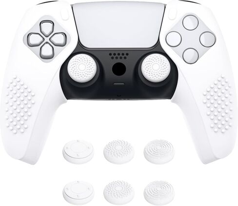 PlayVital Guardian Edition غطاء سيليكون مريح وناعم لوحدة التحكم لجهاز ps5 متوافق مع جلود حماية مطاطية لمحطة الشحن مع أغطية عصا التحكم لجهاز ps5 - أسود in Kuwait