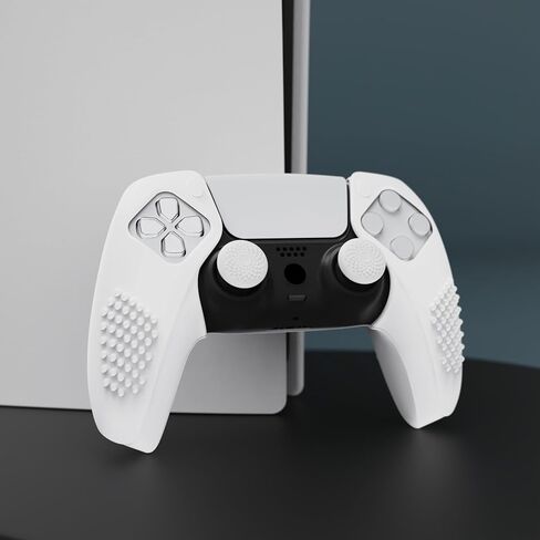 PlayVital Guardian Edition غطاء سيليكون مريح وناعم لوحدة التحكم لجهاز ps5 متوافق مع جلود حماية مطاطية لمحطة الشحن مع أغطية عصا التحكم لجهاز ps5 - أسود in Kuwait