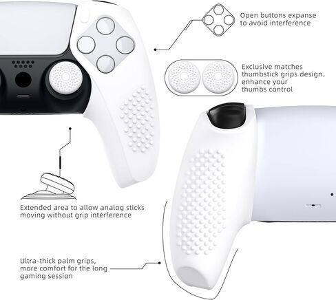 PlayVital Guardian Edition غطاء سيليكون مريح وناعم لوحدة التحكم لجهاز ps5 متوافق مع جلود حماية مطاطية لمحطة الشحن مع أغطية عصا التحكم لجهاز ps5 - أسود in Kuwait