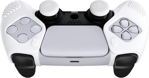 PlayVital Guardian Edition غطاء سيليكون مريح وناعم لوحدة التحكم لجهاز ps5 متوافق مع جلود حماية مطاطية لمحطة الشحن مع أغطية عصا التحكم لجهاز ps5 - أسود in Kuwait