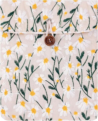 Embroidery Daisy Sleeve Pouch for 6.8-7 Inch eBook/E-Reader/Kindle Paperwhite (White Beige) in Saudi Arabia