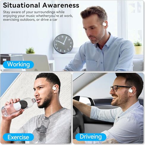 Wireless Bluetooth 5.3 Open Ear Headphones Sport Earbuds with Earhooks IPX7 Waterproof Dual Microphones,Clear Sound Comfortable Fit,88H Playtime Suitable for Running,Fitness(Black) in Saudi Arabia