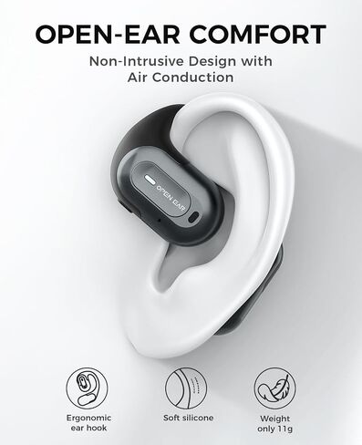 OICGOO Open Ear Headphones, Bluetooth 5.3 Open Earbuds with Earhooks, Built-in Mic, 32HRS Playtime with Digital Display, IPX7 Waterproof for Workouts and Running in Saudi Arabia