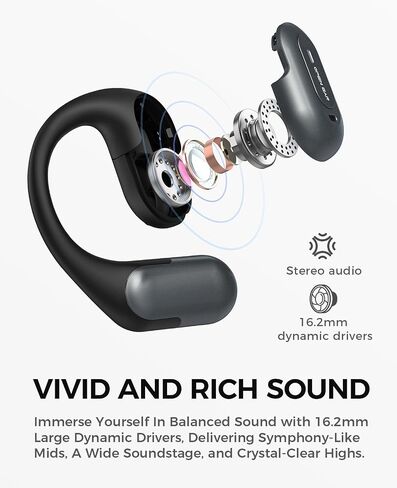 OICGOO Open Ear Headphones, Bluetooth 5.3 Open Earbuds with Earhooks, Built-in Mic, 32HRS Playtime with Digital Display, IPX7 Waterproof for Workouts and Running in Saudi Arabia