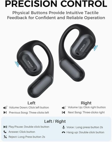 OICGOO Open Ear Headphones, Bluetooth 5.3 Open Earbuds with Earhooks, Built-in Mic, 32HRS Playtime with Digital Display, IPX7 Waterproof for Workouts and Running in Saudi Arabia