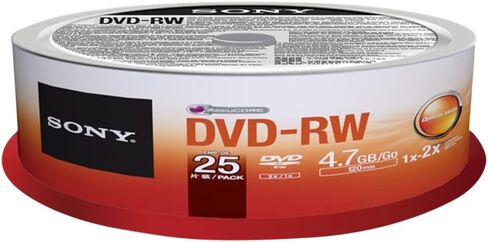 سوني 25DMW47SPM DVD-RW 2X 4.7 جيجابايت قرص DVD قابل لإعادة الكتابة، 25 حزمة in Saudi Arabia