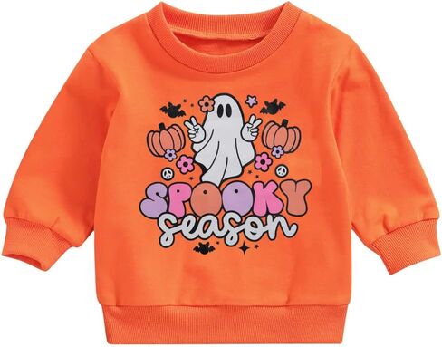 DUTUT Toddler Baby Halloween Sweatshirts Spooky Season Sweatshirt Ghost Face Crewneck Long Sleeve Shirt Cute Pullover Top in Saudi Arabia