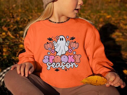 DUTUT Toddler Baby Halloween Sweatshirts Spooky Season Sweatshirt Ghost Face Crewneck Long Sleeve Shirt Cute Pullover Top in Saudi Arabia