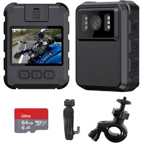Police Body Cameras with Audio and Video Recording, Body Mounted Video Camera Built-in 64GB, Personal Wearable Cam with 2.0" Screen, Night Vision, IP65, for Police Law Enforcement, Security(No Wifi)