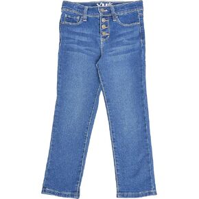 YMI Baby Girls Toddler Essential Snap Button Fly Skinny Jean Pants, M08 Medium Blue, 6 US