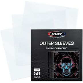 BCW Vinyl Record Sleeves 12 Inch 50 ct | Clear Polypropylene Vinyl Outer Sleeves for 33 1/3 RPM | Archival Quality, Acid-Free | Premium Outer Sleeves | 4 Mil | Ideal for Vinyl Collectors | Album Cover
