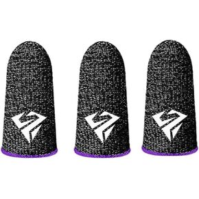 3Pcs Purple Mobile Phone Games Gaming Finger Sleeve Breathable Fingertips Finger Cover Sweatproof Anti-Slip Fingertip Cover for Mobile Game Cell Phone Gaming Finger Sleeves Gaming Accessories