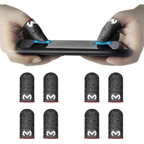 8 Pack Finger Sleeves for Mobile Gaming, Silver Fiber Thumb Sleeves Protector Phone Gaming, Smooth Operation & Highly Touch-Responsive, Anti-Sweat
