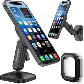 حامل هاتف عالمي من OverTEK، حامل هاتف دش بدون استخدام اليدين للمرآة/الزجاج الأمامي/الحمام/النافذة، حامل كاميرا لاصق قابل للتعديل يدور 360 درجة مع رأس كروي مزدوج، 6 مشابك متضمنة in Kuwait