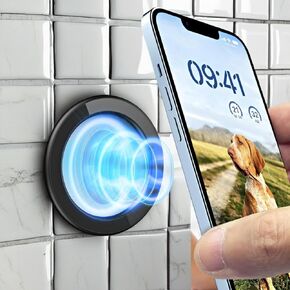 2-Pack Mag-Safe Wall Mount - Magnetic Hands-Free Shower Mirror & Phone Holder for iPhone 15/14/13/12 Series, Bathroom iphone Accessories (Black & White)