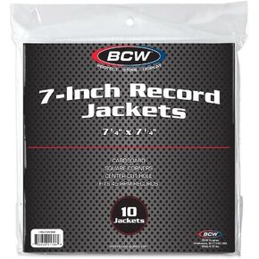 BCW 7 Inch Record Paper Jacket - With Hole - White (Pack of 10) | Heavy 20-Point Cardboard Jacket Covers | Perfect for 45 RPM Record Protection and Storage | Archival Quality Record Jackets