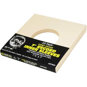 (25) 7" 45rpm Ivory Vinyl Record Inner Sleeves - Archival Quality, Super Heavyweight 29# Paper with Hole - 07IWIV