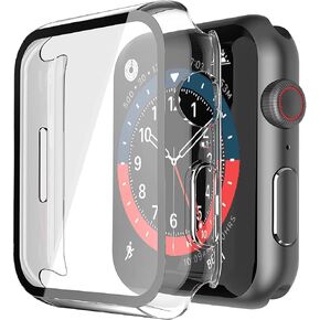Misxi 2 Pack Hard PC Case with Tempered Glass Screen Protector Compatible with Apple Watch Series 6 SE Series 5 Series 4 40mm - Crystal Transparent