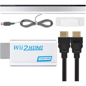 Wii 3 in 1 Kit Wii to HDMI Converter,Wii Sensor Bar Wired Plus Infrared Sensor Bar, 5ft High-Speed HDMI Cable Compatible with Nintendo Wii