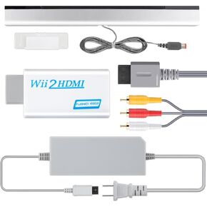 Wii 4 in 1 Kit Wii to HDMI Converter,Wii Sensor Bar Wired Plus Infrared Sensor Bar,Wii Power Cord AC Adapter, Wii Audio Video Cable Compatible with Nintendo Wii