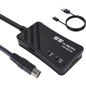 HDMI Cable for Sega Saturn Video Converter，Sega Saturn RGBS Signal Output to HDMI Converter for Sega Saturn Consoles with HDMI Cable, Supports Screen 16:9/4:3 Switch and Resolution 1080P/720P.