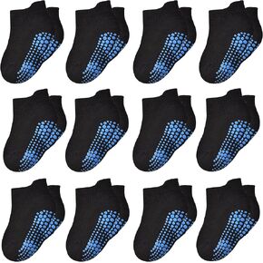 Non Slip Toddler Socks Boys Girls Ankle Socks with Grip Anti Skid Socks for 1-7 Years Baby Kids 12 Pairs
