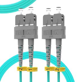 MMF Fiber Optic Cable 2m/7ft,OM3 SC to SC Fiber Patch Cable,10GB 50/125um Multimode Duplex Fiber Jumper Cable Cord LSZH(Aqua)
