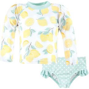 Hudson Baby Unisex Baby Swim Rashguard Set, Mint Lemons, 18-24 Months