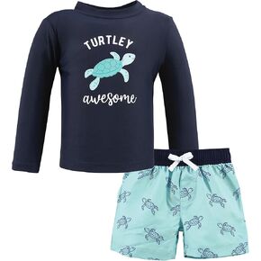 Hudson Baby Unisex Baby Swim Rashguard Set, Sea Turtle, 4T