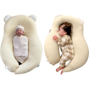 Baby Lounger and Multifunctional Baby Pillow: Anti-Roll and Anti-Flip Features, Design with Tummy Time, 3D Air Mesh Fabric for Breathability. Adjustable Thickness, Easy Care