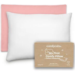 وسادة مريحة للأطفال الصغار مع غطاء وسادة من الموسلين الناعم، مقاس 33.02 سم × 45.72 سم، كريمية - وسادة أطفال للنوم والسفر - وسادة صغيرة رائعة ومريحة - وسادة سفر للأطفال مع حشوة من الألياف الدقيقة القابلة للتنفس in Kuwait