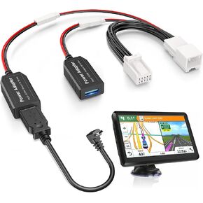 GPS Charger Cable Adapter for Garmin(10-pin Type C),Compatible with JEEP Cherokee,Dodge Ram,Chrysler etc. Built-in Hidden USB Power Cord for Garmin Nuvi Zumo xt,Connect to Rearview Mirror
