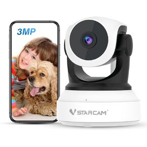 VSTARCAM WiFi Camera, 1080P Wireless Dog Camera with Phone App Night Vision, Motion Tracking, Two-Way Audio, 24/7 Recording with Cloud/Local SD, Smart Baby/Puppy Camera