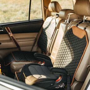 Premium Leather Car Seat Protector 2 Pack for Child Car Seat Cover from Dirt - Infant Car Seat Protector for Back Seat/Front Booster Seat Protector Under Baby Car Seat Waterproof Black
