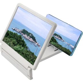 OriGlam Phone Screen Magnifier, Portable Foldable Mobile Phone Stand Holder, 3D HD Magnifing Screen Enlarger Phone Magnifier Projector Screen for Movies Videos Gaming (8 Inch), White, MAG_405