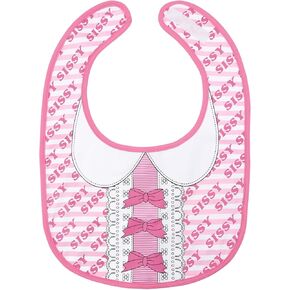 Littleforbig Cotton Waterproof Babydoll Printed Adult Bib with Adjustable Velcro Closure - Pretty in Pink Sissy Bib