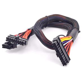 24 Pin ATX Cable for Corsair SFX RMX RMi SF HX Series PSUs, 18 Pin + 10 Pin to 24 Pin ATX PSU Power Adapter Sleeved 24.8-inch(63cm), Black