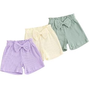 3 Pack Shorts for Baby Girls Ribbed Short Pants Cotton Casual Solid Summer Toddler Shorts