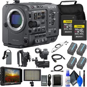 Sony FX6 Full-Frame Cinema Camera (Body Only) (ILME-FX6V) + 4K Monitor + ECM-77B Mic + 2 x 160GB Card + 3 x BP-U35 Battery + Bag + LED Light + Memory Wallet + Cleaning Kit + HDMI Cable (Renewed)
