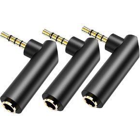3.5mm Angle Male to Female Audio Adapter,90 Degree Right Angle Gold-Plated TRS Stereo Jack Plug Aux Connector, Compatible with Headsets, Tablets, MP3 Players, Game Controllers, Speakers - 3pack