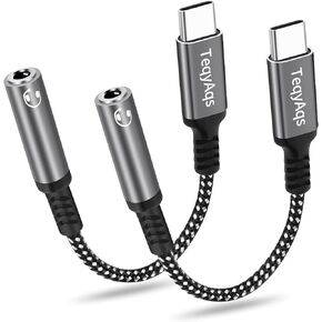 USB Type C to 3.5mm Female Headphone Jack Adapter, (2-Pack) USB C to Aux Audio Dongle Cable Cord Compatible with iPhone 15/15 Plus/Pro/Pro Max, iPad Pro, Samsung Galaxy S23/S23/S22/S21Ultra, MacBook