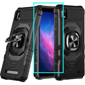 for Cloud Mobile Stratus C7 Case with Screen Protector,Cloud Stratus C7 Phone Case Military Grade Protective Magnetic Ring Kickstand Rugged Shockproof Heavy Duty Cover for Cloud Stratus C7 Black