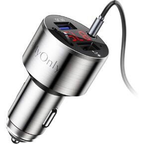 Bluetooth Car Adapter FM Transmitter Bluetooth 5.3,iMyOnly QC3.0 All-Metal Bluetooth AUX Adapter for Car Music Player, Wireless FM Radio Car Kit with Hands-Free Calling,Supporting USB Disk